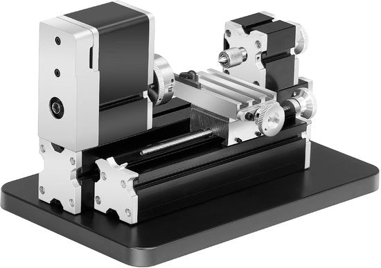 Mini-draaibank a metallo 70x130 mm, freesmachine con 20000 tpm, 36 W motore, 3-platina e copertura di protezione per la lavorazione metallica precisa.