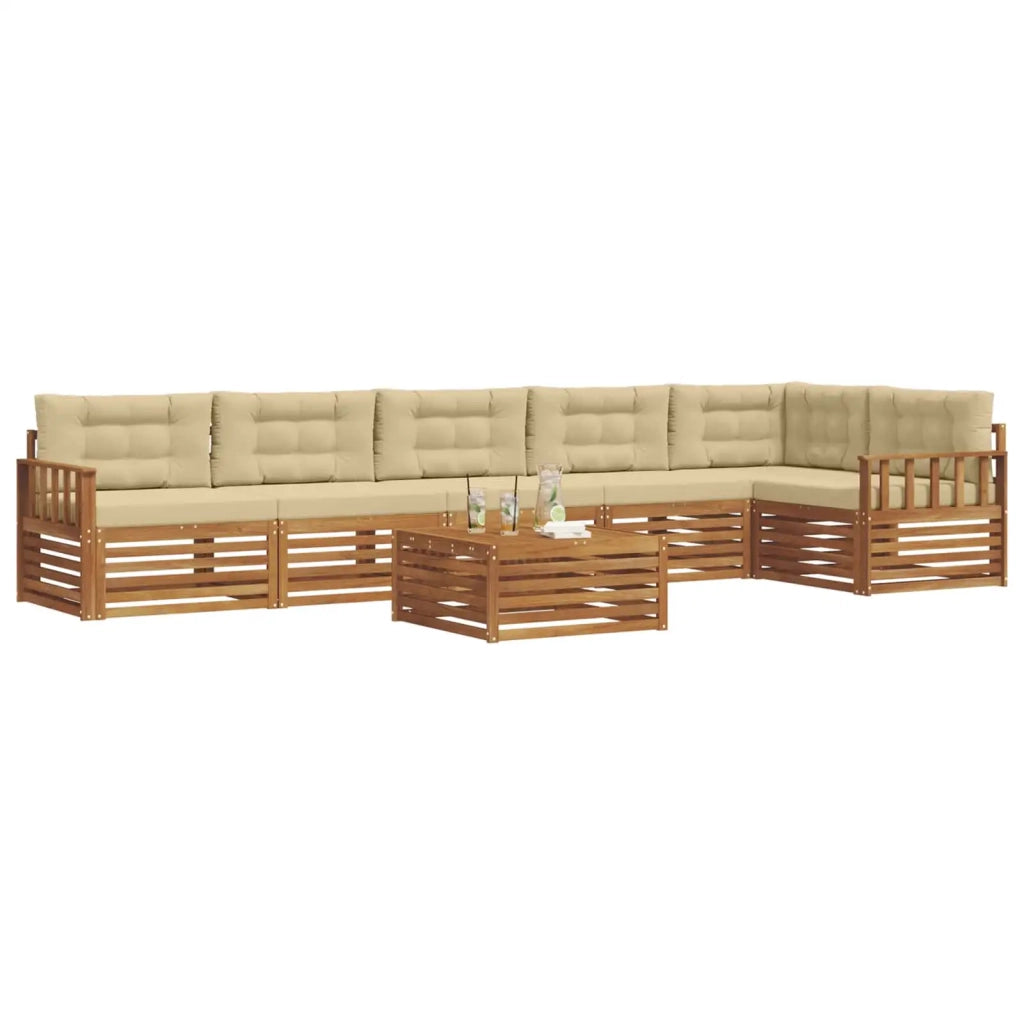 Set di divani da esterno con cuscino 7 pcs Naturale e Beige