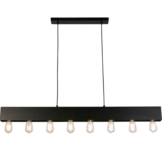 Lampadario Industrial-Nordico Pianoforte Acciaio Nero 8 Luci E27