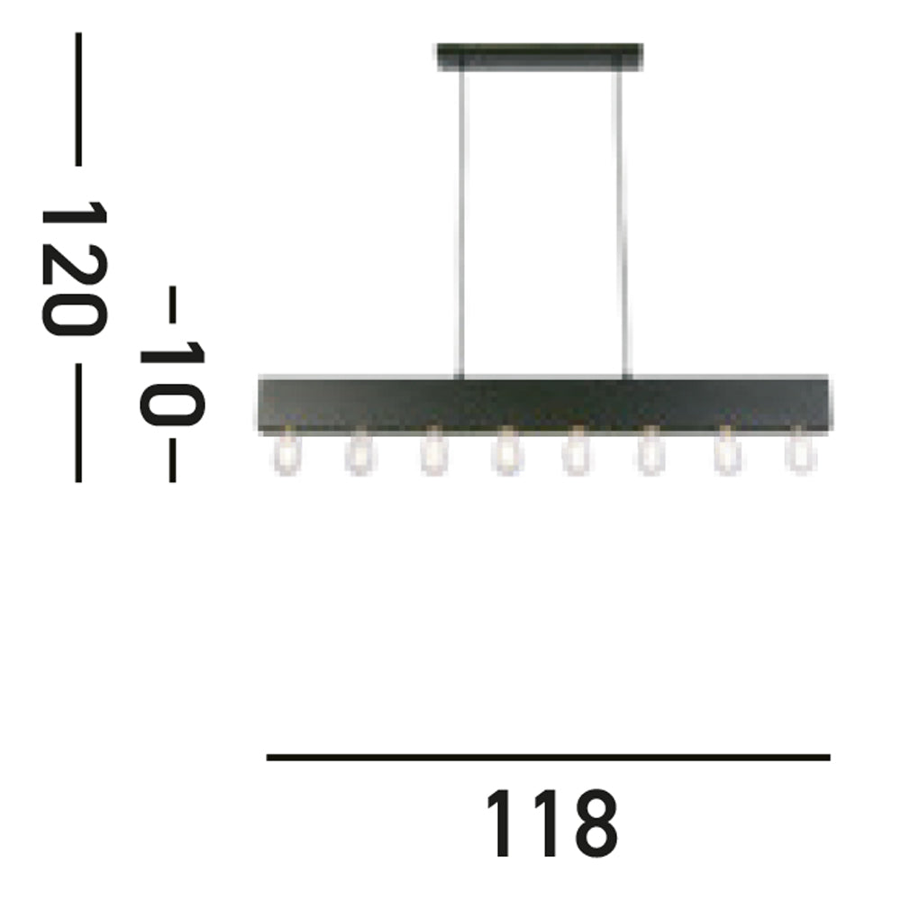 Lampadario Industrial-Nordico Pianoforte Acciaio Nero 8 Luci E27