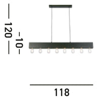 Lampadario Industrial-Nordico Pianoforte Acciaio Nero 8 Luci E27