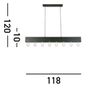 Lampadario Industrial-Nordico Pianoforte Acciaio Nero 8 Luci E27