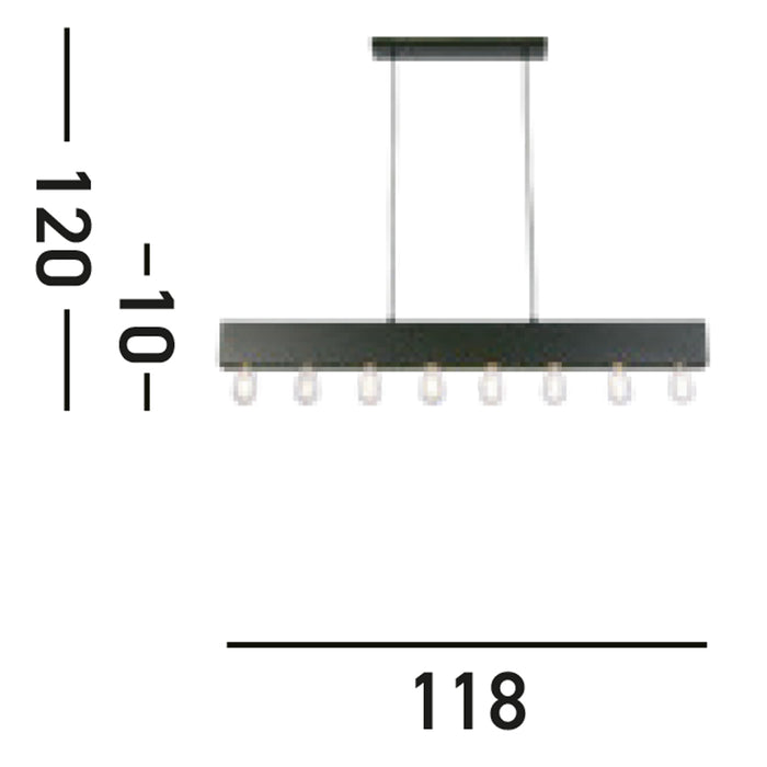 Lampadario Industrial-Nordico Pianoforte Acciaio Nero 8 Luci E27