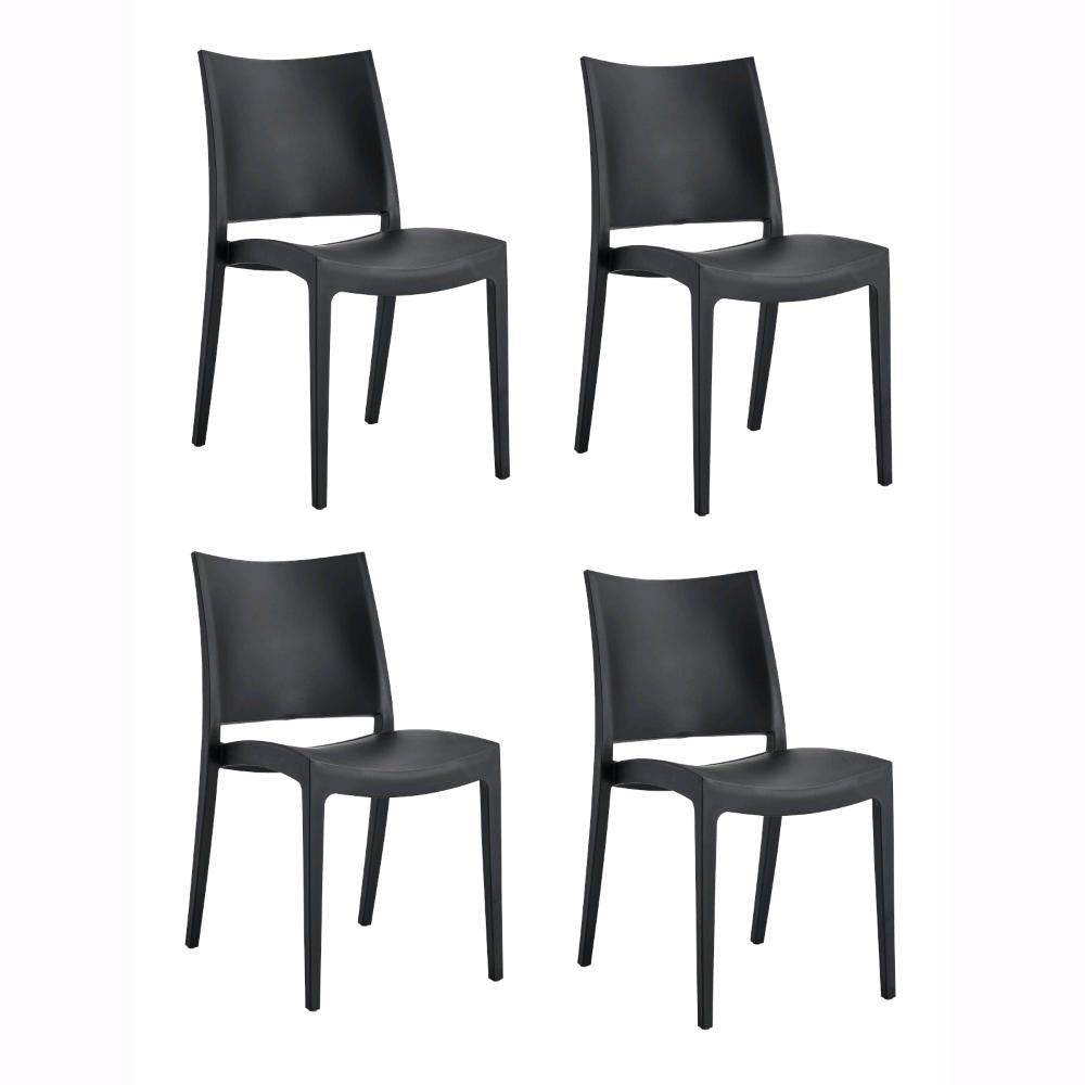 Set 4 Sedie Impilabili in polipropilene 83x56x46 cm Colore Nero Design Classic