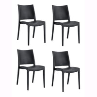 Set 4 Sedie Impilabili in polipropilene 83x56x46 cm Colore Nero Design Classic