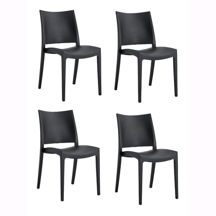 Set 4 Sedie Impilabili in polipropilene 83x56x46 cm Colore Nero Design Classic