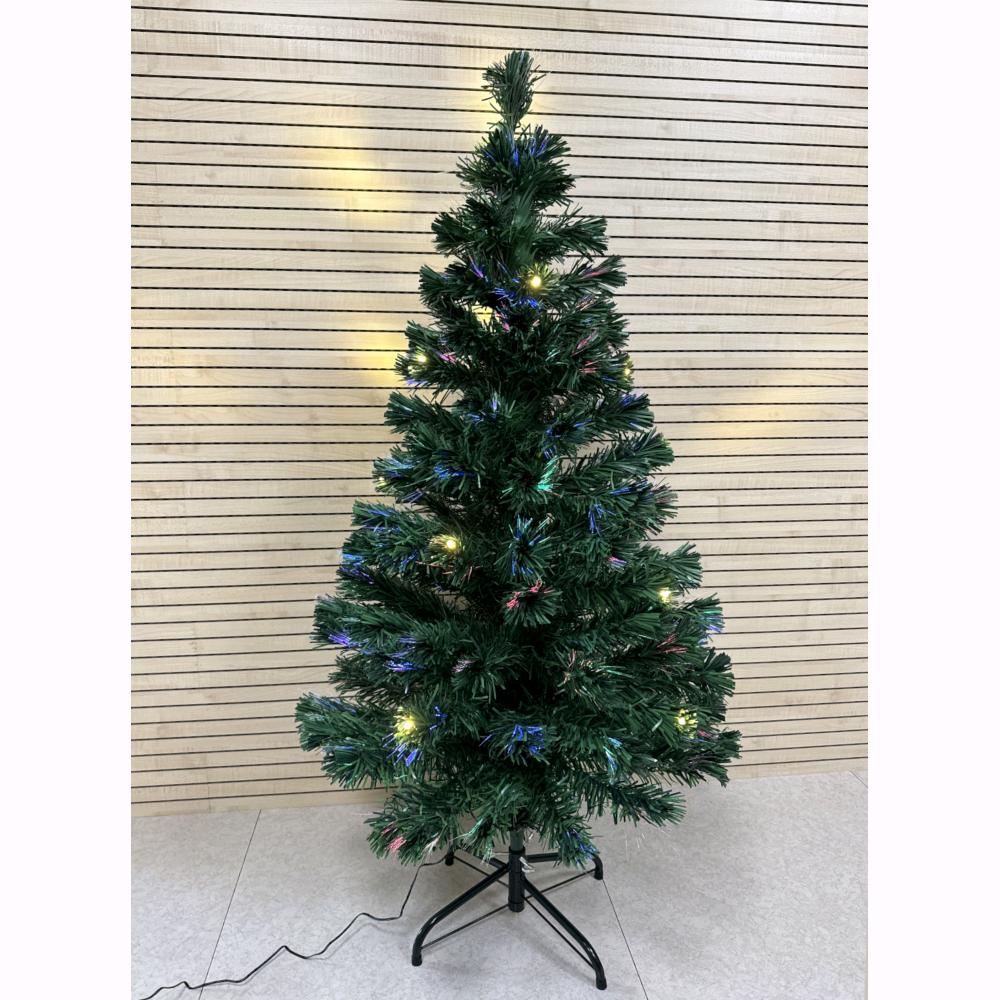 Albero di Natale con Fibre Ottiche Multicolore + Luci LED Bianco Caldo 150 cm 180 Rami F4958
