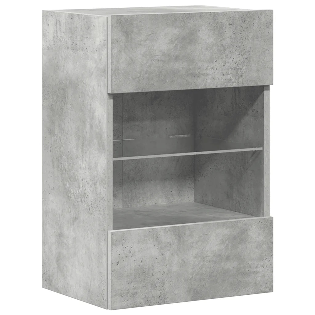 Mobili da parete con luci LED per TV 2pz-Set di 2 Credenza per TV Grigio Cemento 40x30x60,5cm