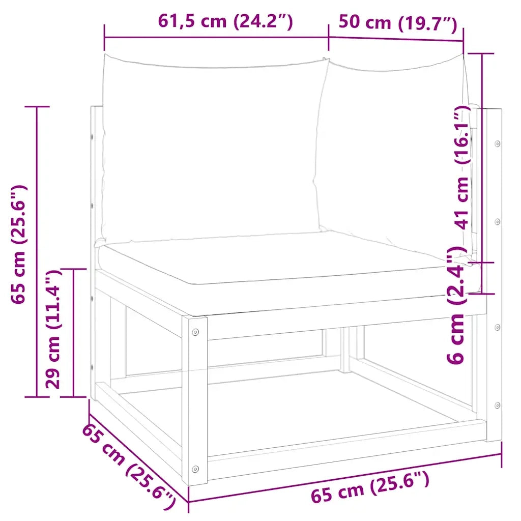 Divano da giardino angolare con cuscini in legno di acacia e corda 4008164