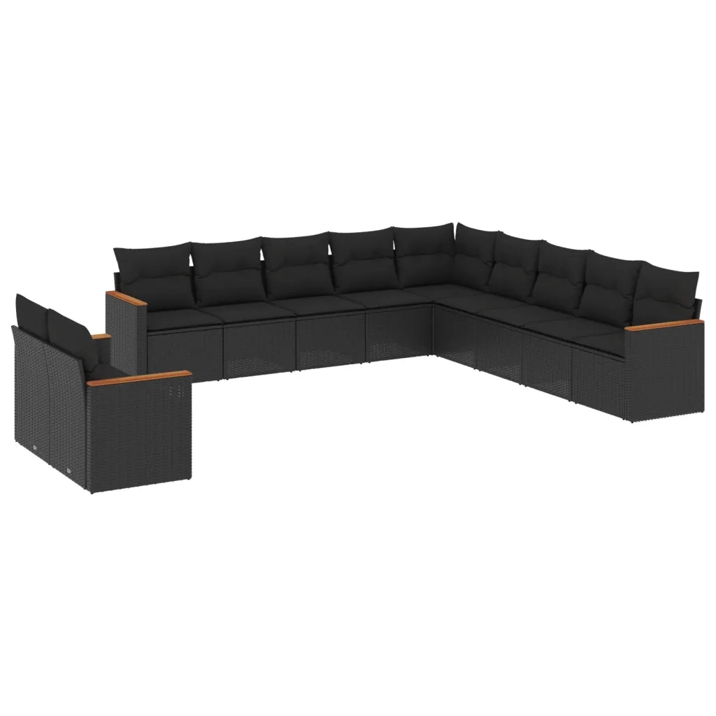 Set Divani da Giardino 11 pz con Cuscini in Polyrattan Nero 3258527