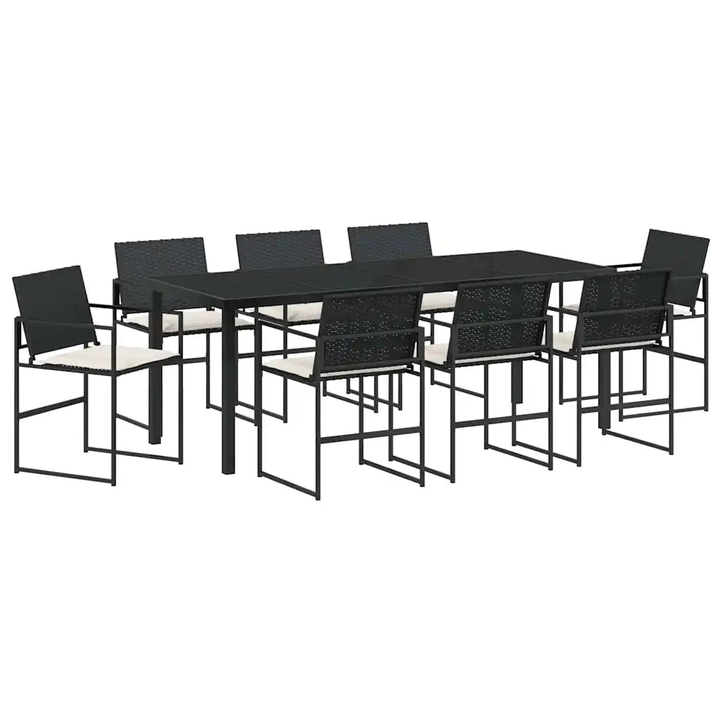 Set da Pranzo per Giardino 9 pcs Nero 3379332