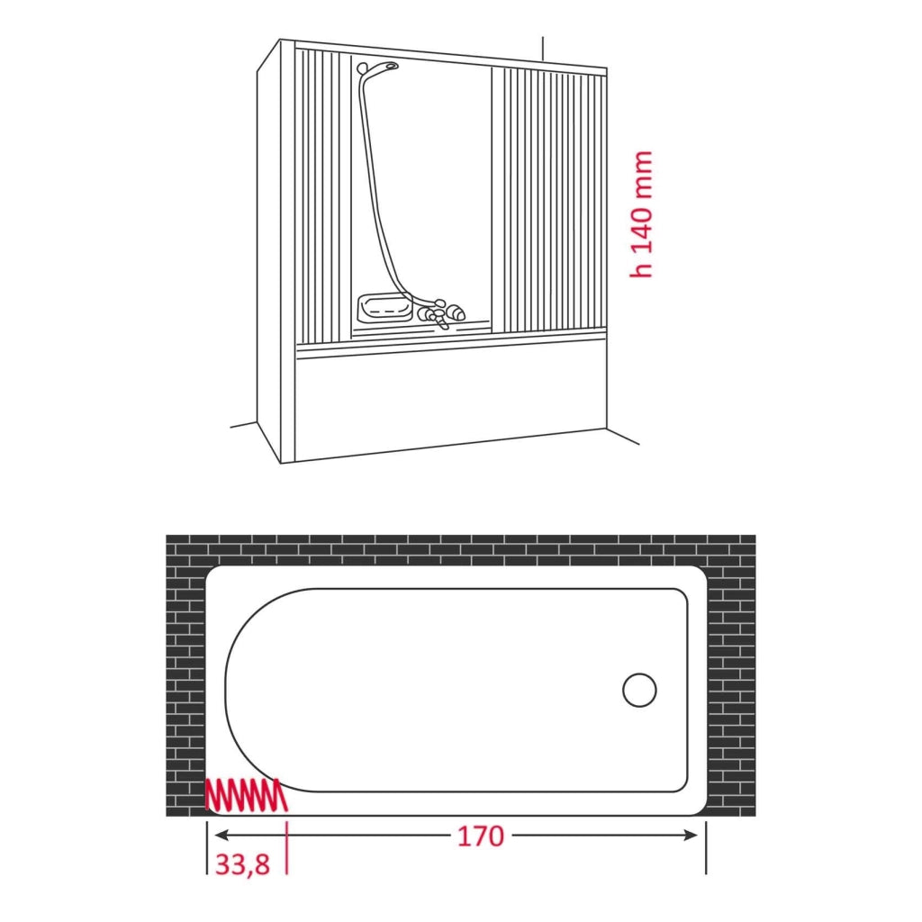 Box Vasca a soffietto con porta singola cm 170 - H.140 - con apertura RIDUCIBILE e REVERSIBILE - CR