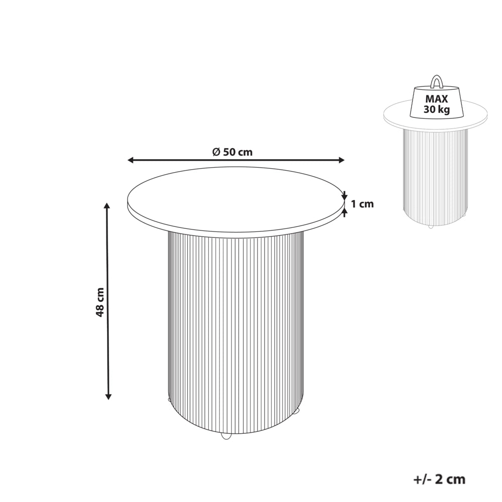 Tavolino Beige chiaro Piano in pietra sinterizzata Base in metallo ø 50 cm Aspetto naturale Design moderno Soggiorno