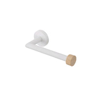 Porta Rotolo da Muro per Bagno in Acciaio Colore Bianco e Bambù da Parete 