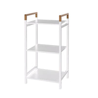 Scaffale e Ripiani per Bagno in Acciaio Colore Bianco Opaco e Bambù 40x30x78H cm 