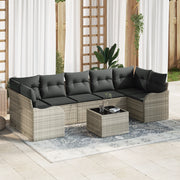 Set di SofÃ  da Giardino  con Cuscini Grigio Chiaro in Polyrattan