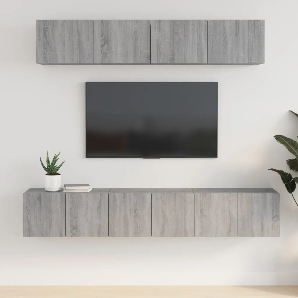 Set di Mobili Porta TV 5 pz-Set di 5 Credenza per TV Grigio Sonoma in Legno Multistrato 114119