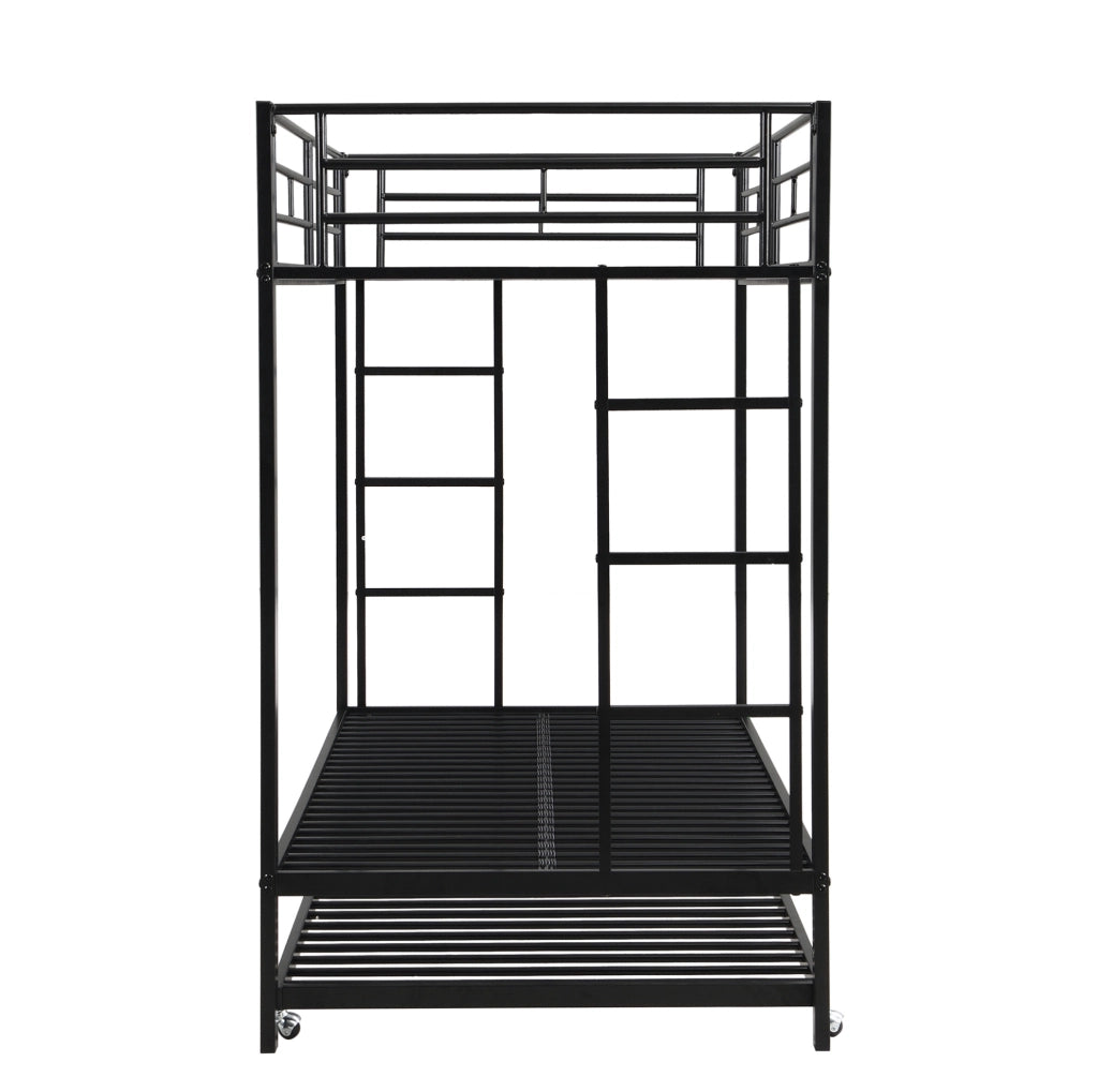 Letto a castello in metallo 90x200 cm con letto estraibile; nero