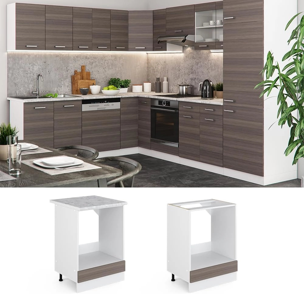 Mobile per forno da incasso R-Line, Grigio nobile, 60 cm senza piano di lavoro, per la libera combinazione all'interno di sistemi cucina modulari