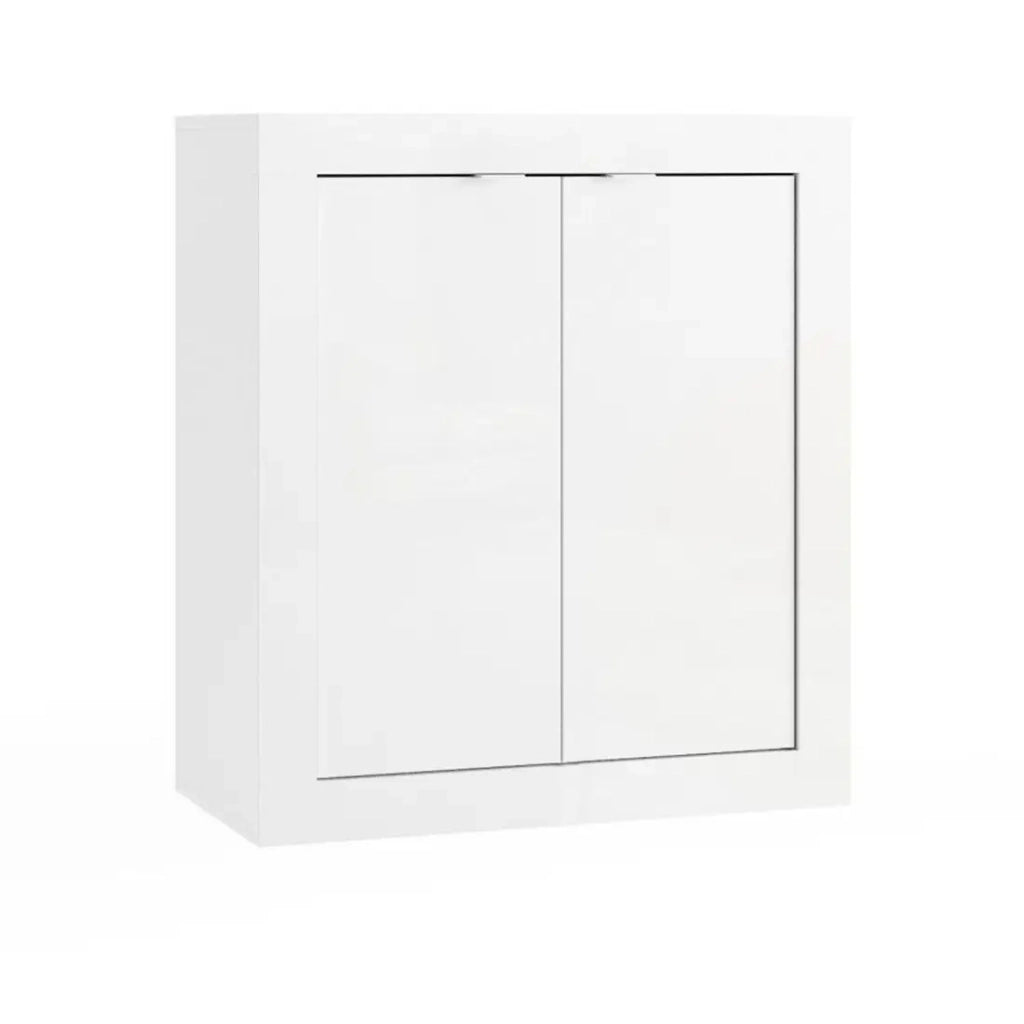 Mobile da bagno ISORA – 2 porte, 2 scaffali – Bianco lucido laccato – Design moderno