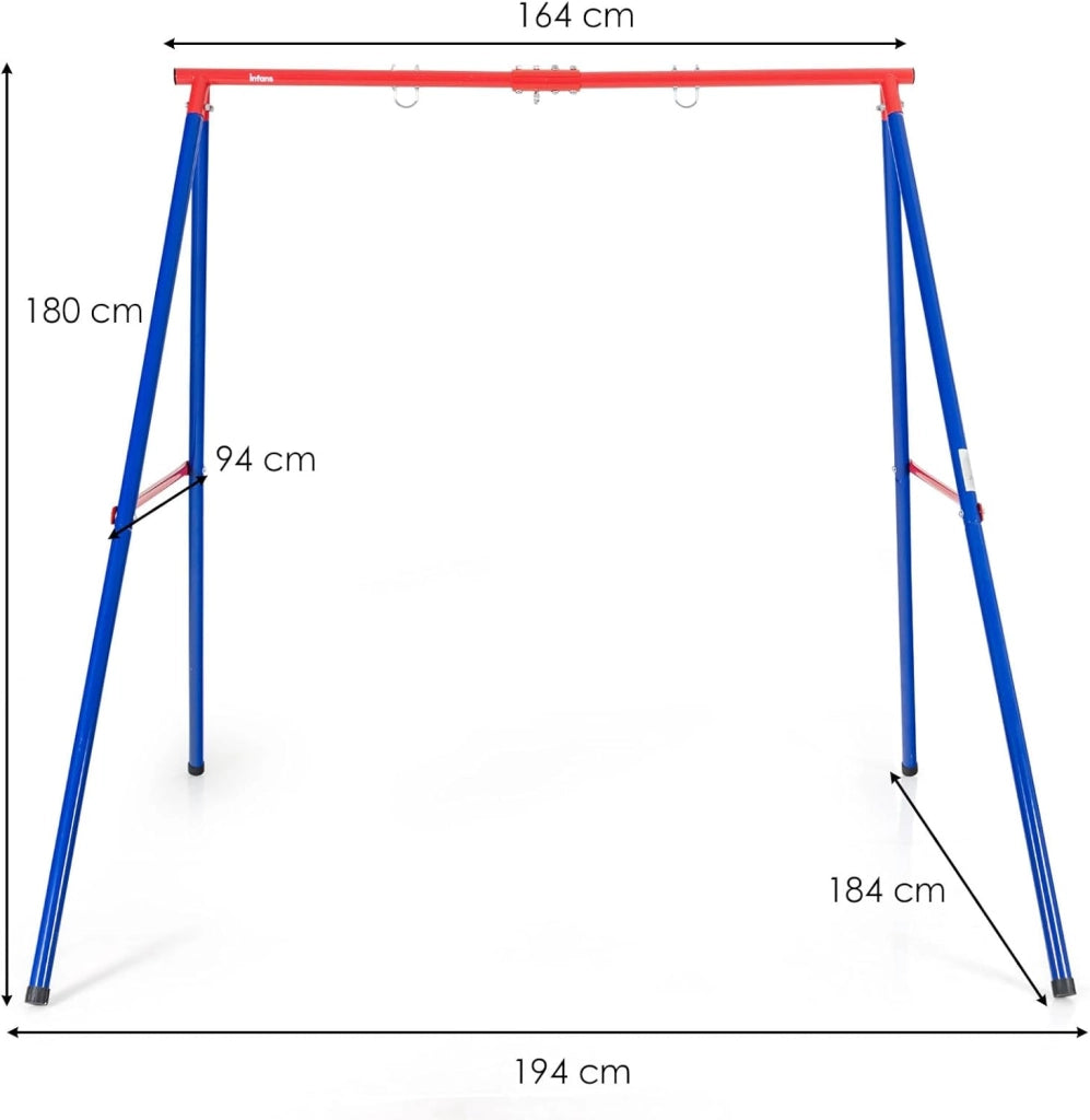 Struttura di Metallo per Altalena, Struttura ad A Resistente per Altalena, con Paletti e 2 Modi per Appenderla, Capacità di Peso 200kg, Ideale per Attività Interne ed Esterne (Blu e Rosso)