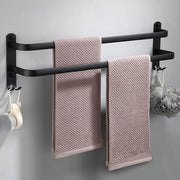 Handdoek hanger per bagno, asciugamani appeso, tappeto nero, con maniglie per asciugamani e design a gancio, hanger per asciugamani, sospensione per parete, senza perforazione.