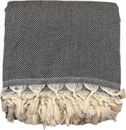 Spreda Visgraat - Grand Foulard - 100% Cotone - 200x240 cm - Nero