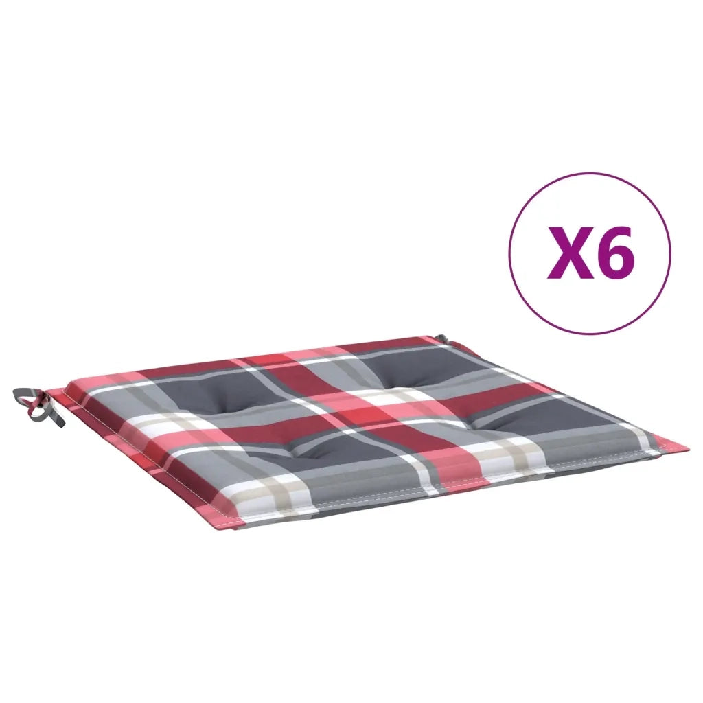 Cuscini per Sedia 6 pz a Quadri Rossi 40x40x3cm Tessuto Oxfordcod mxl 118453