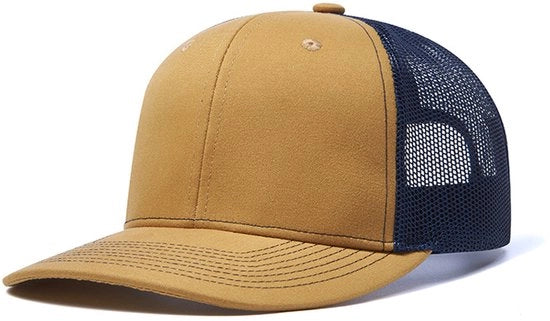 Cappello Trucker per Uomo - Cappello da Baseball per Uomo Respirante - Cappello da Baseball per Uomo e Cappello da Baseball per Donna - Tessuto Biscotto e Blu Marina Mesh
