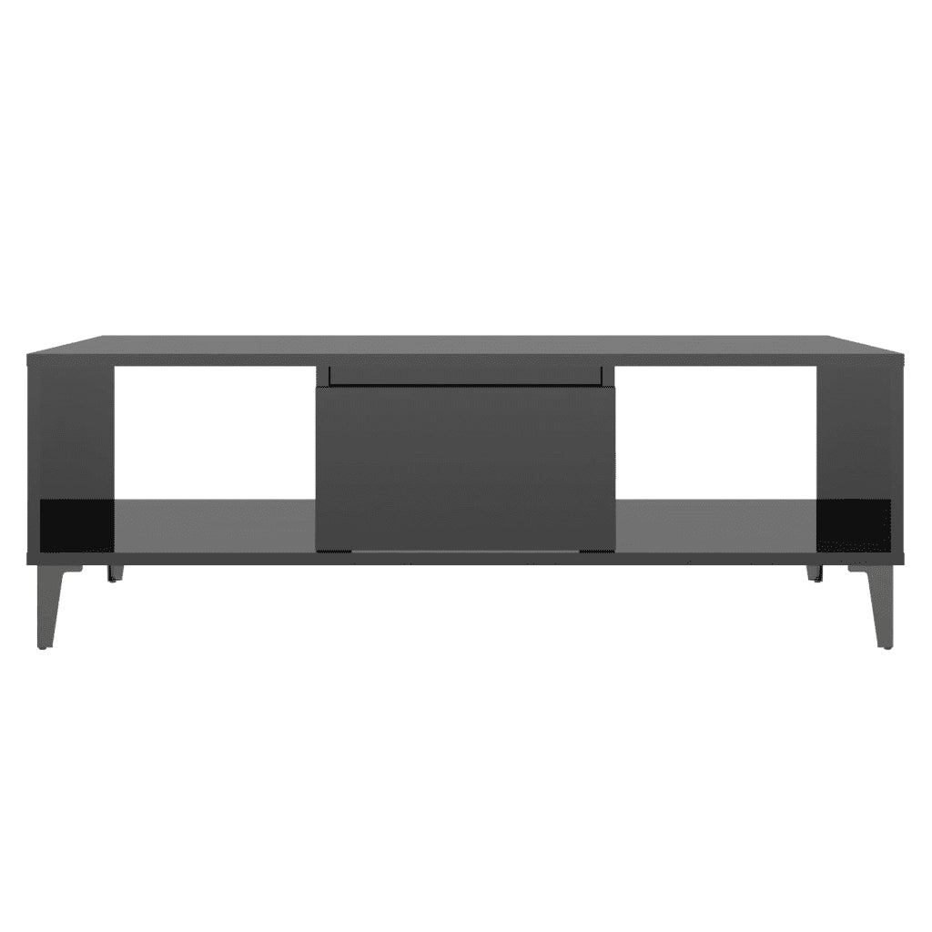 Tavolino da Salotto Nero Lucido 103,5x60x35cm Legno Multistrato 806029