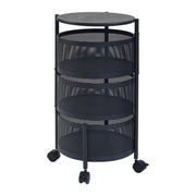 Carrello di servizio carrello da cucina/soggiorno unità di stoccaggio a 3 ripiani acciaio 60 x 33 cm nero 03_0009246