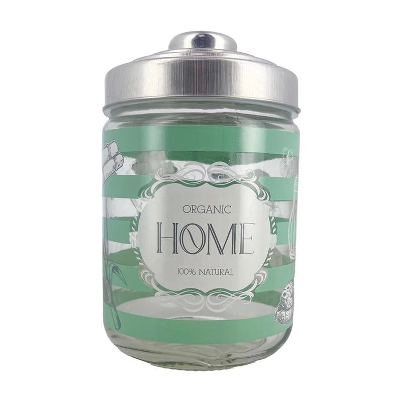 BARATTOLO HOME IN VETRO CON FANTASIA E SCRITTA HOME IN COLORAZIONE VERDE CON TAPPO 800 CC