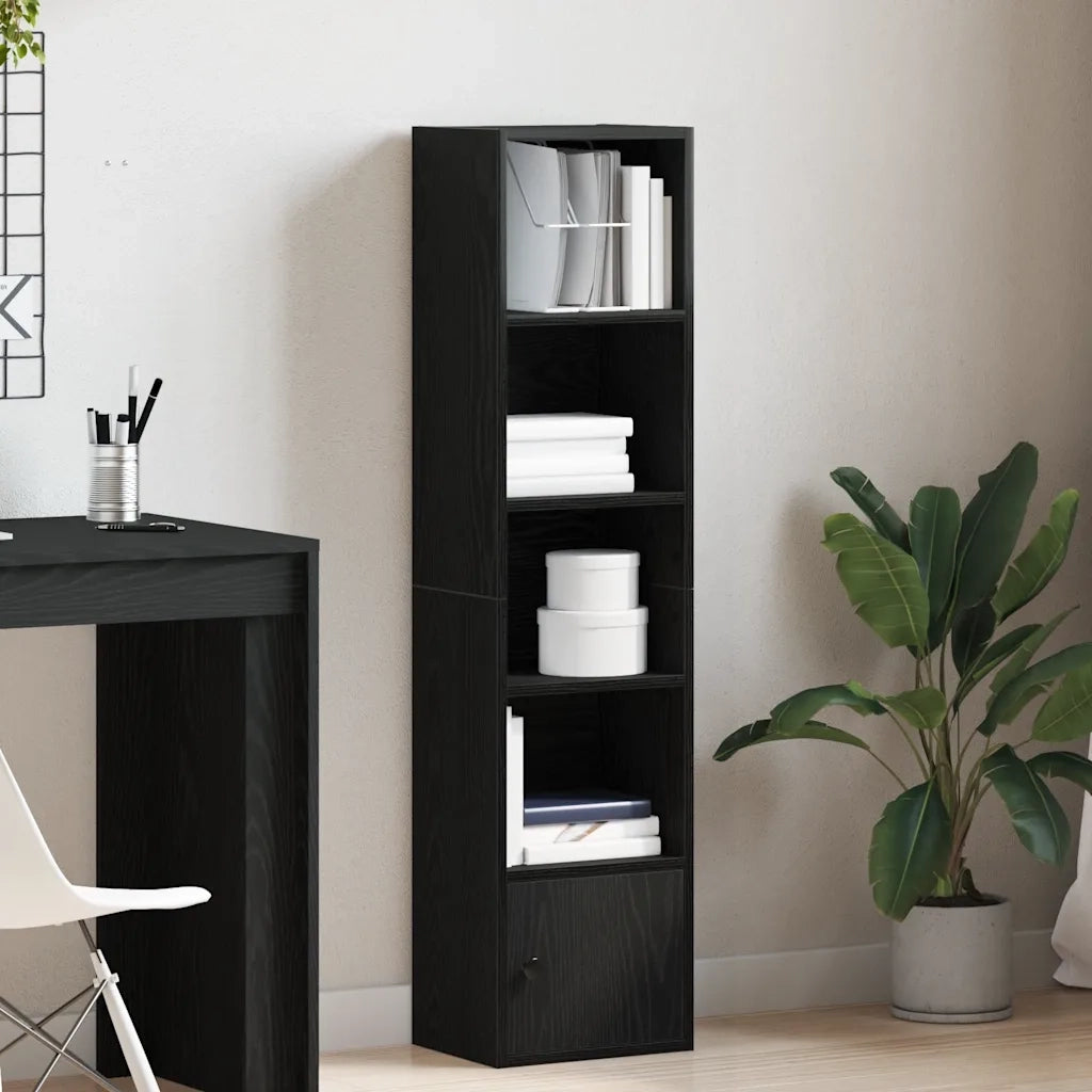 Libreria-Scaffale per Libri-Mobile di Stoccaggio Rovere Nero 31x24x127 cm in Legno Multistrato
