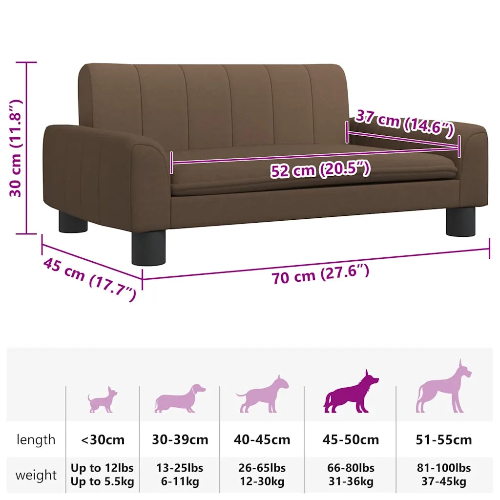 Lettino per Cani Marrone 70x45x30 cm in Tessuto CFW4546346