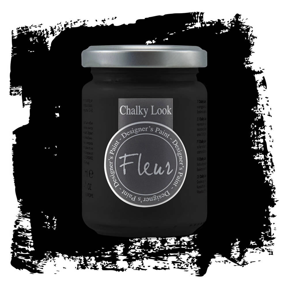 Fleur Pittura Chalky Look Colore Opaco Gessoso Shabby Legno Metallo Pareti Pelle Colore: Black, Formato: 330 ml