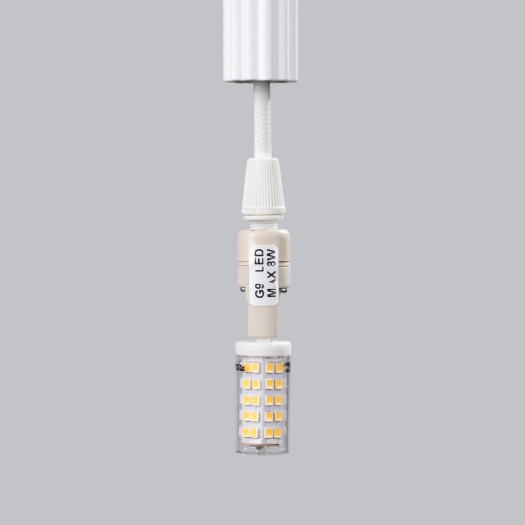 Lampada a sospensione ZENTRA tubo rigato bianco G9 8W