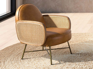 Poltrona in pelle marrone