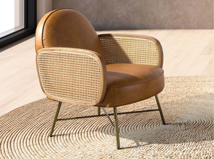 Poltrona in pelle marrone