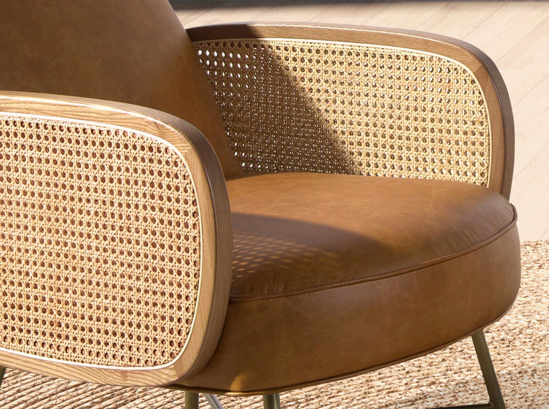 Poltrona in pelle marrone