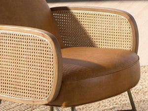 Poltrona in pelle marrone