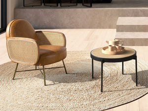 Poltrona in pelle marrone