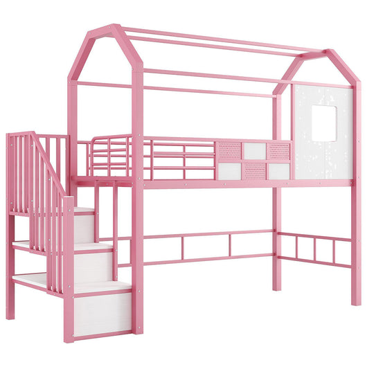 Letto mezzanino 90x200cm?- Xylo - tetto scala ripostiglio rosa