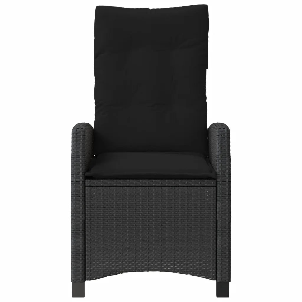 Sedie Reclinabili da Giardino 2 pz con Cuscini Nero Polyrattan 365217