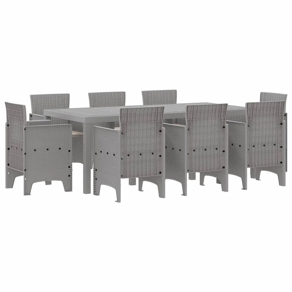 Set da Pranzo per Giardino 9 pcs Grigio Chiaro Polipropilene 3378588