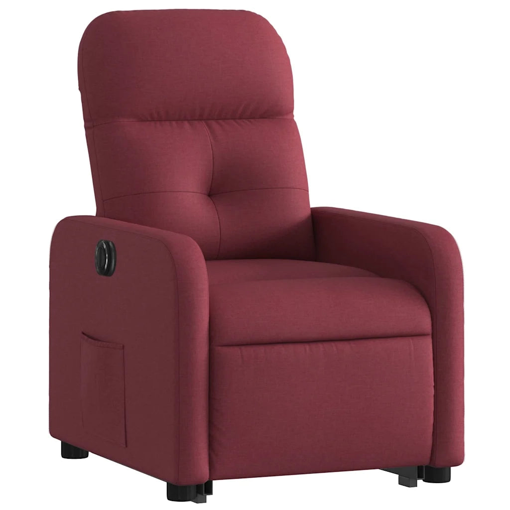 Poltrona Alzapersona Reclinabile Elettrica Rosso Vino Tessuto 3206816