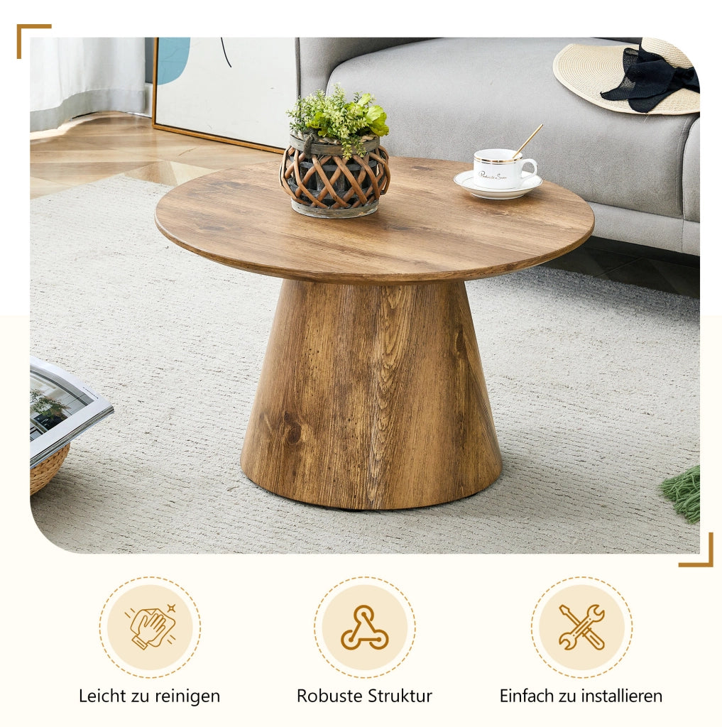 Tavolino rotondo da caffè ? 60 x 35 cm in MDF effetto legno