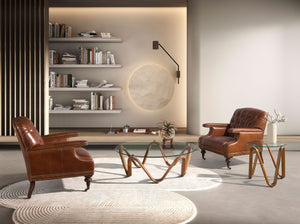 Poltrona Chester in pelle marrone cognac