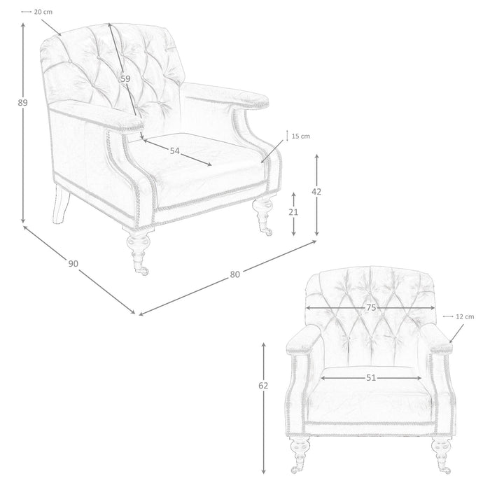 Poltrona Chester in pelle marrone cognac