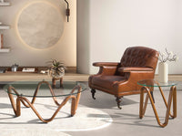 Poltrona Chester in pelle marrone cognac