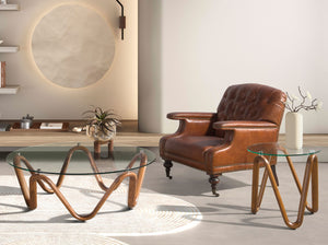 Poltrona Chester in pelle marrone cognac